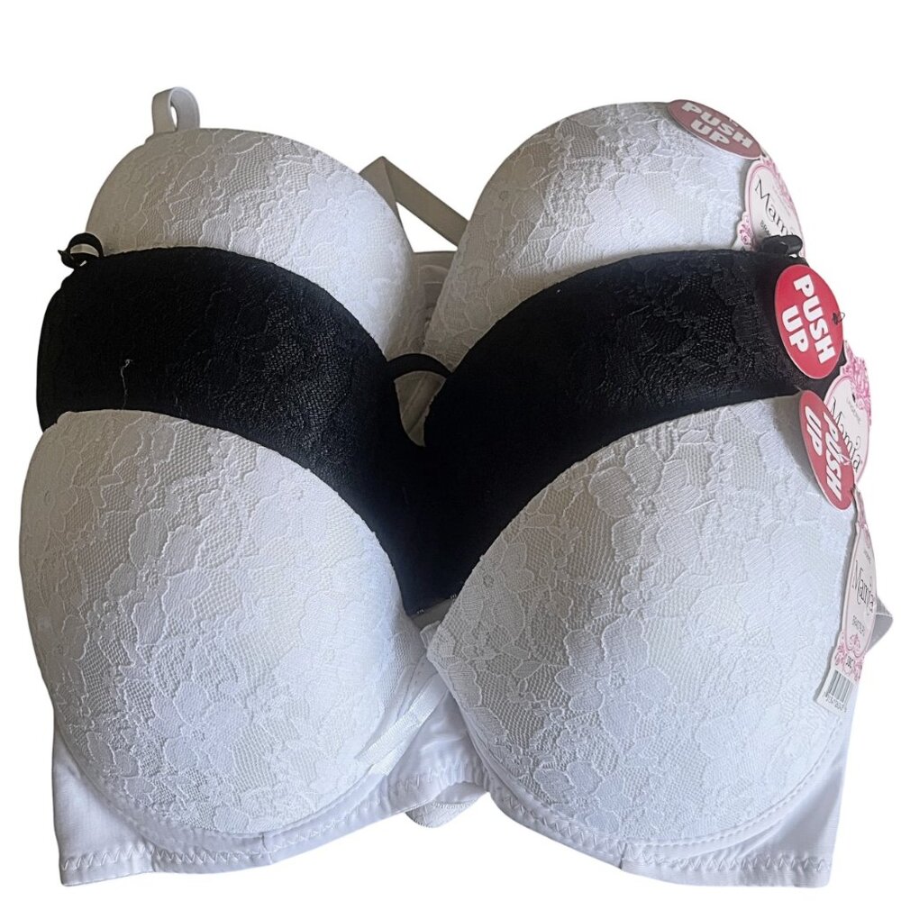 Mamia Floral Lace Push Up Bra Set BR4079PLU  Multi-Color 3-Pack Value Bundle 38C